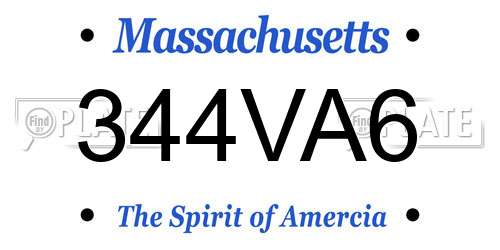 344VA6 Massachusetts License Plate