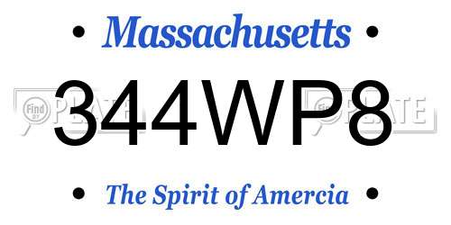 344WP8 Massachusetts License Plate