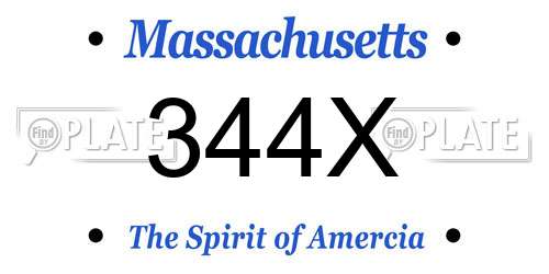 344X Massachusetts License Plate
