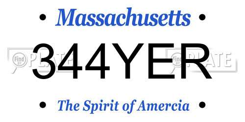 344YER Massachusetts License Plate