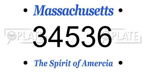 34536 Massachusetts License Plate