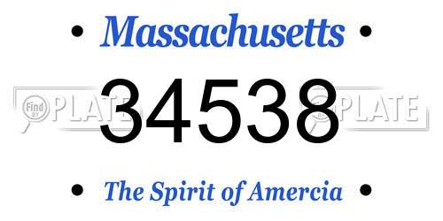 34538 Massachusetts License Plate