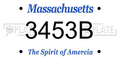 3453B Massachusetts License Plate