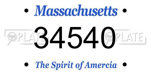 34540 Massachusetts License Plate