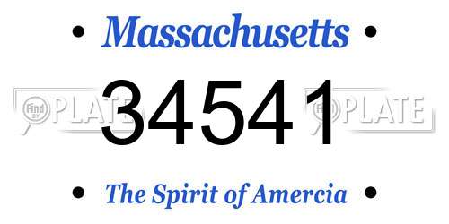 34541 Massachusetts License Plate