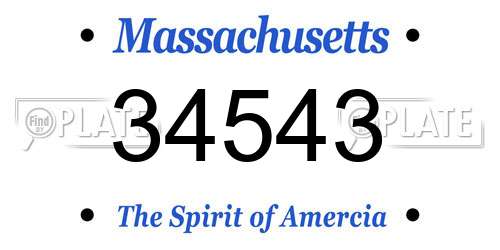 34543 Massachusetts License Plate