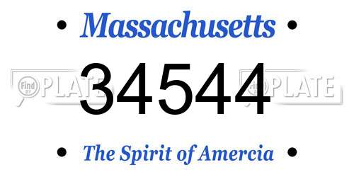 34544 Massachusetts License Plate