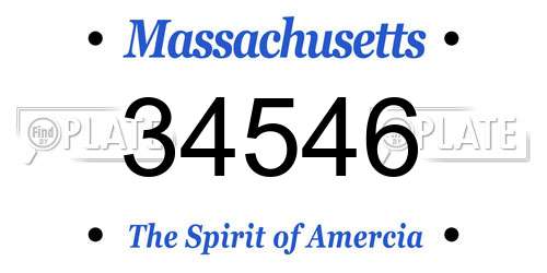34546 Massachusetts License Plate