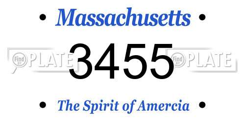 3455 Massachusetts License Plate