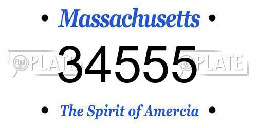 34555 Massachusetts License Plate