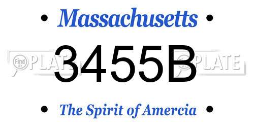3455B Massachusetts License Plate