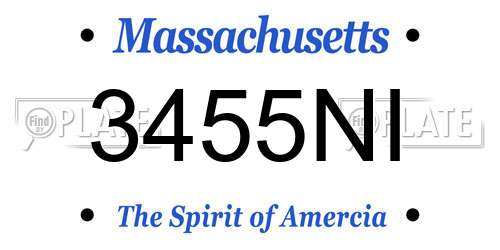 3455NI Massachusetts License Plate