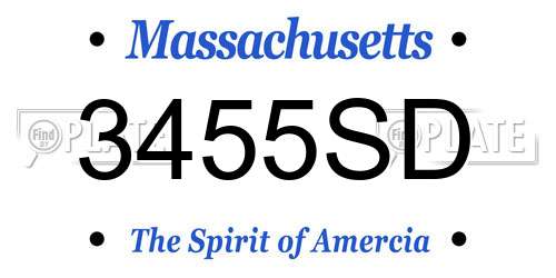 3455SD Massachusetts License Plate