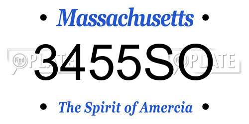 3455SO Massachusetts License Plate