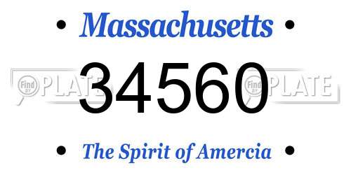 34560 Massachusetts License Plate