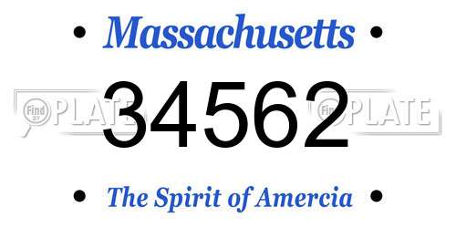 34562 Massachusetts License Plate