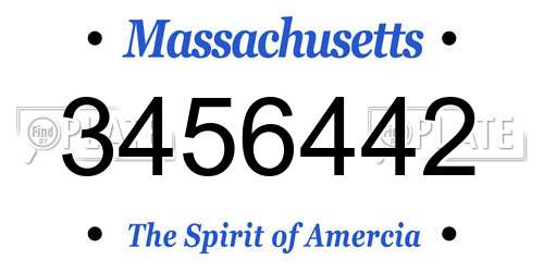 3456442 Massachusetts License Plate