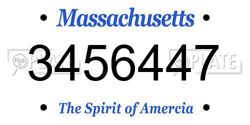 3456447 Massachusetts License Plate