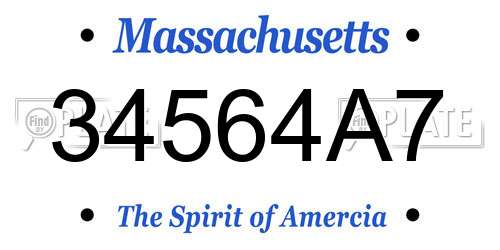 34564A7 Massachusetts License Plate
