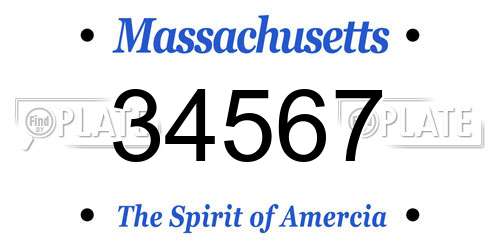 34567 Massachusetts License Plate