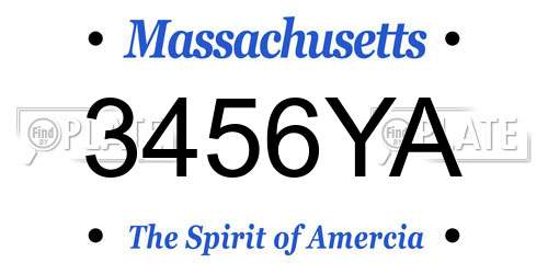 3456YA Massachusetts License Plate