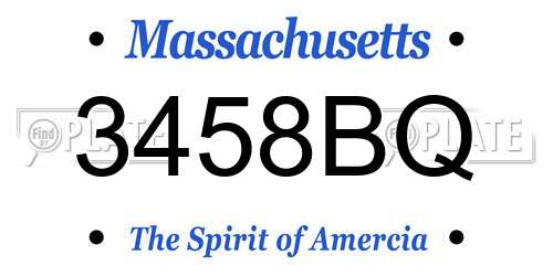 3458BQ Massachusetts License Plate