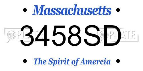 3458SD Massachusetts License Plate