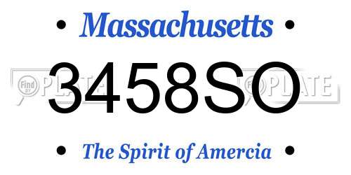 3458SO Massachusetts License Plate