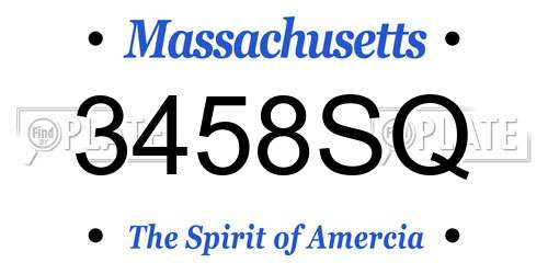 3458SQ Massachusetts License Plate