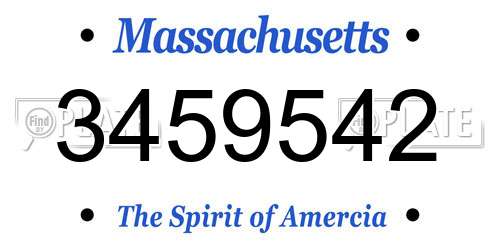 3459542 Massachusetts License Plate