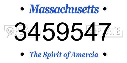 3459547 Massachusetts License Plate
