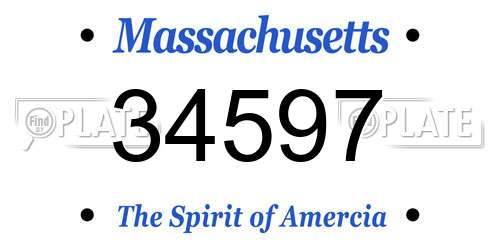 34597 Massachusetts License Plate