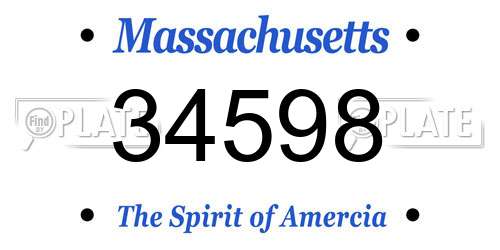 34598 Massachusetts License Plate