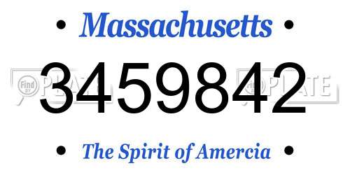 3459842 Massachusetts License Plate