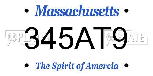 345AT9 Massachusetts License Plate