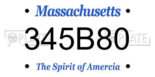 345B80 Massachusetts License Plate