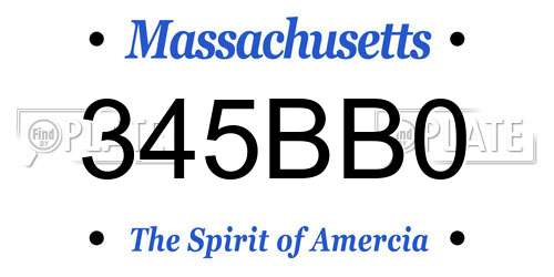 345BB0 Massachusetts License Plate