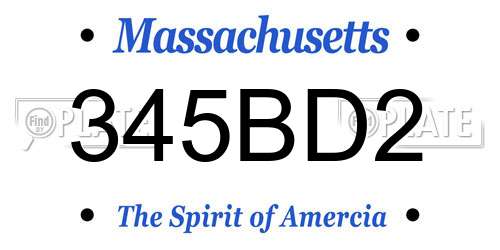 345BD2 Massachusetts License Plate