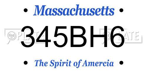 345BH6 Massachusetts License Plate