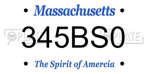 345BS0 Massachusetts License Plate