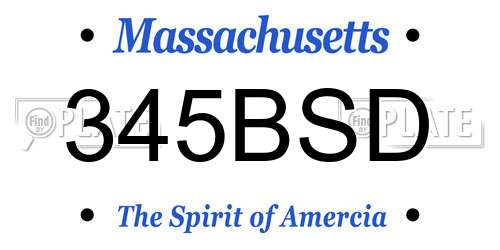 345BSD Massachusetts License Plate