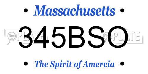 345BSO Massachusetts License Plate