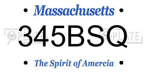 345BSQ Massachusetts License Plate