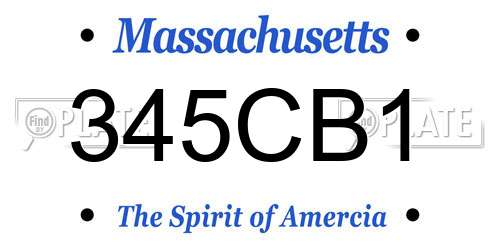 345CB1 Massachusetts License Plate