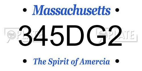 345DG2 Massachusetts License Plate