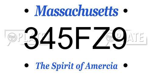 345FZ9 Massachusetts License Plate