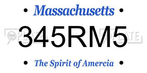 345RM5 Massachusetts License Plate