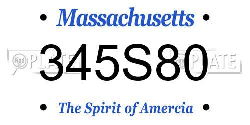 345S80 Massachusetts License Plate