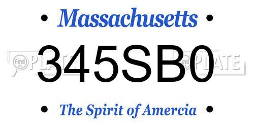 345SB0 Massachusetts License Plate