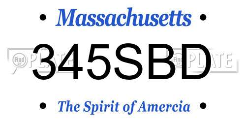 345SBD Massachusetts License Plate